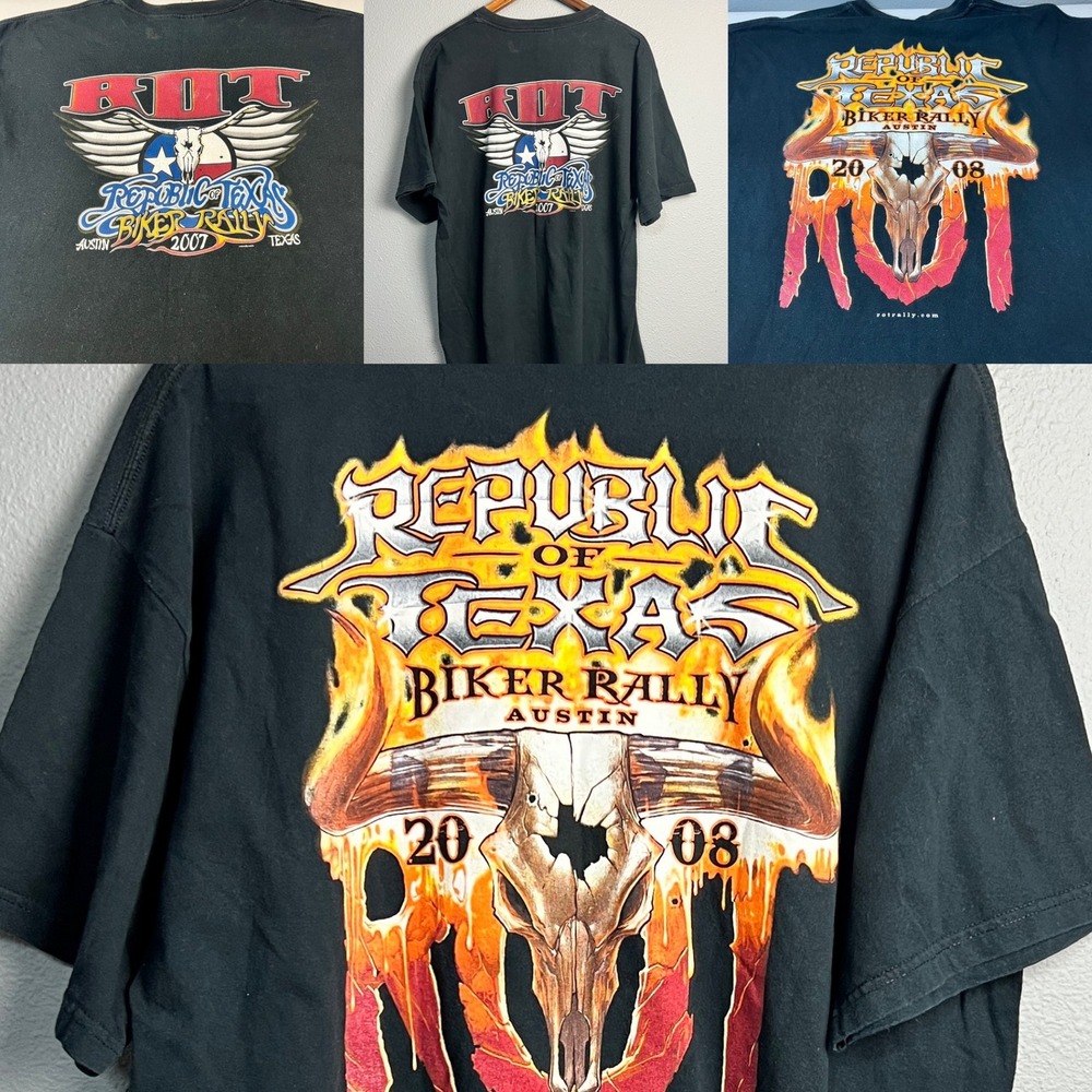 Bundle of 2 Republic of Texas Biker Rally Graphic Tee Motorcycle‎ Club Size XL